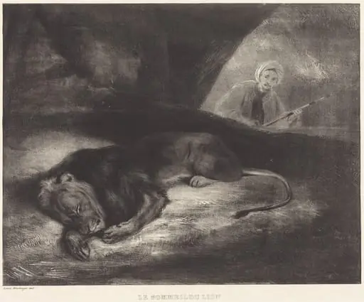 Le Sommeil du lion, by Louis-Candide Boulanger, ink, 1836