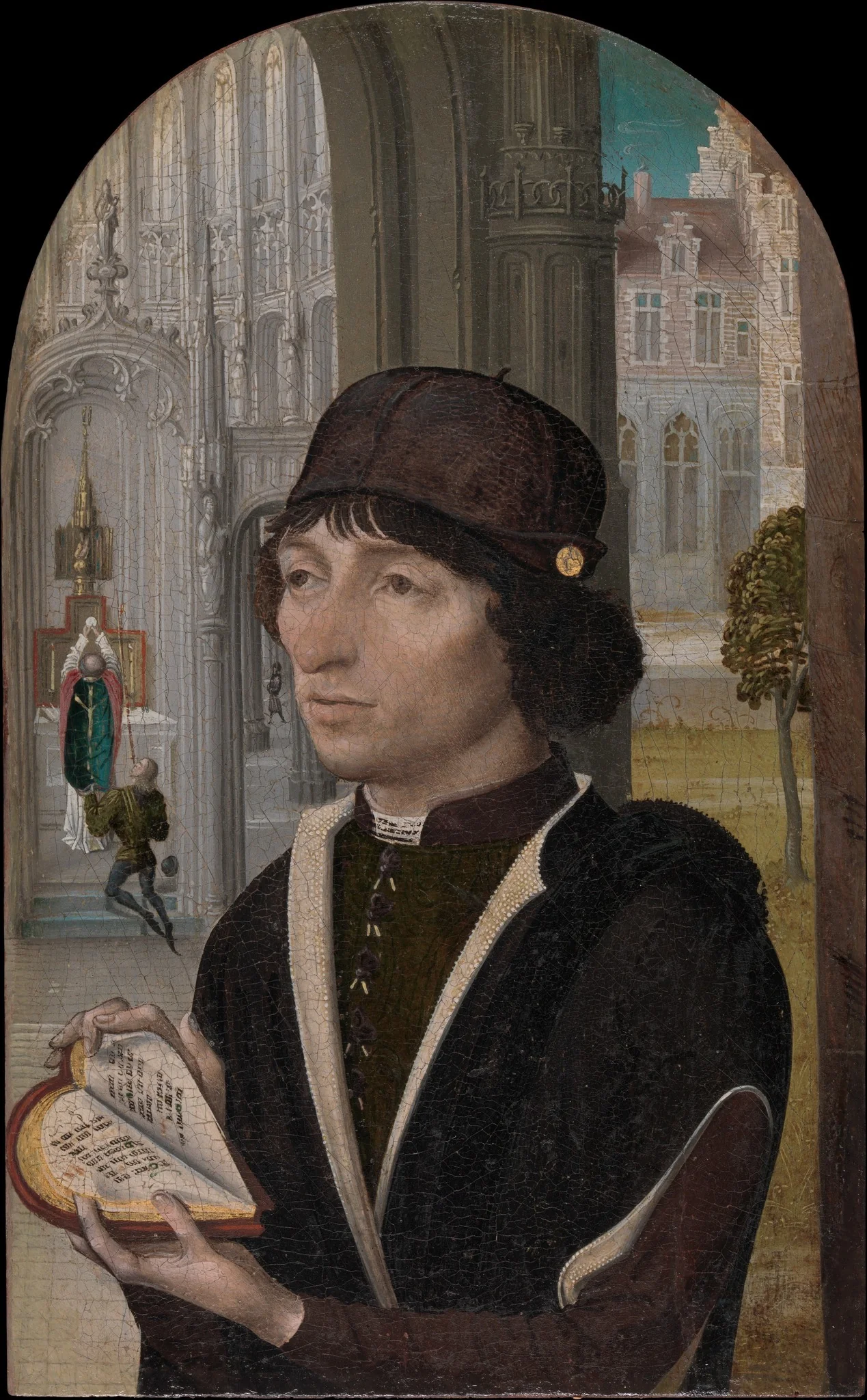 Young Man Holding a Book, detail