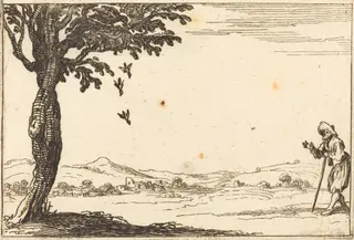 The Crow and her Young, by Jacques Callot, ink, 1628