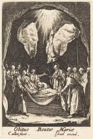 The Burial of the Virgin, by Jacques Callot, ink, 1634