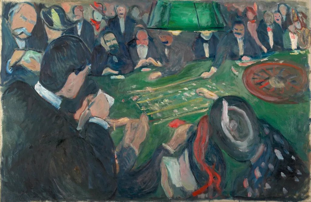 At the Roulette Table in Monte Carlo, by Edvard Munch, oil, 1896