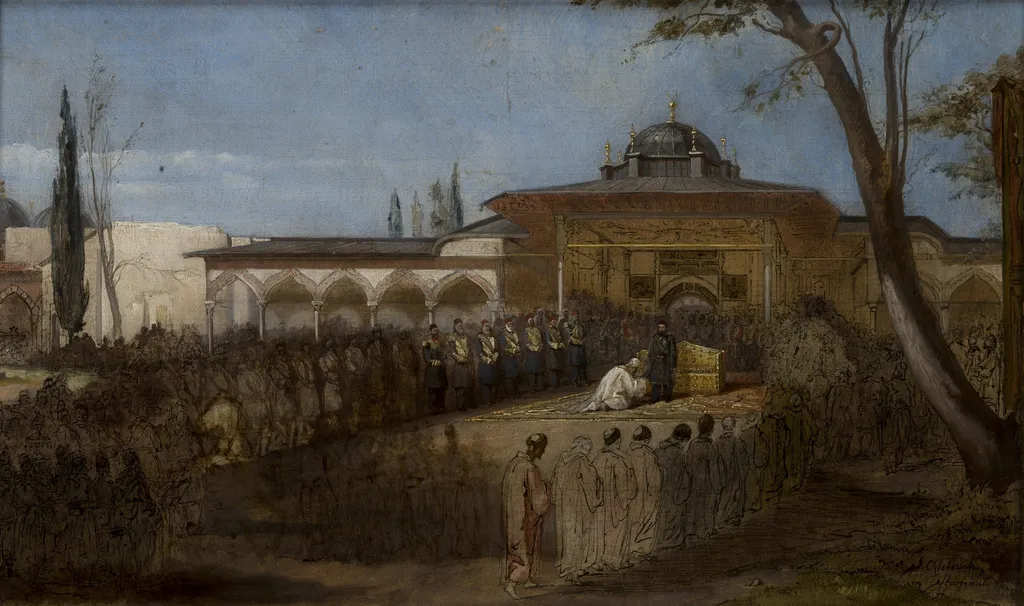 Scene with the Sultan, by Stanisław Chlebowski, oil, 1869