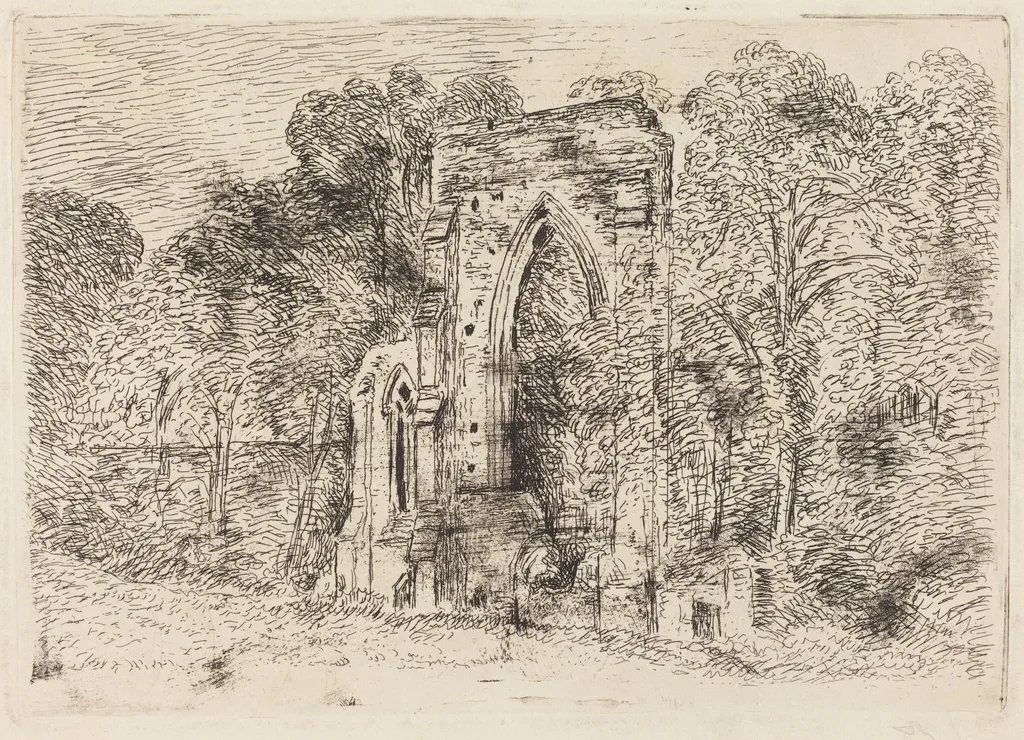 The Ruins of Netley Abbey, by John Constable, ink, 1826
