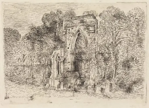 The Ruins of Netley Abbey, by John Constable, ink, 1826