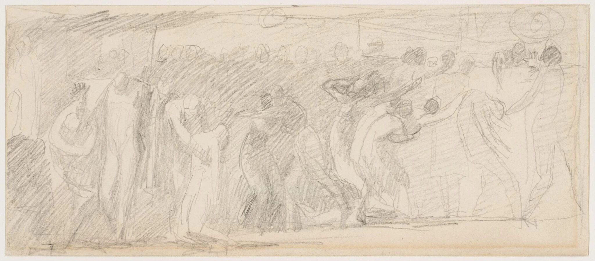 Slight sketch representing the Temptation of Christ, detail