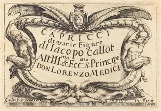 Title Page for "The Capricci", by Jacques Callot, ink, 1622