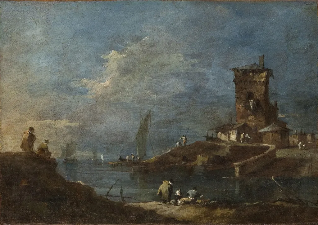 Seaport with a Castle, by Francesco Guardi, oil, 1762