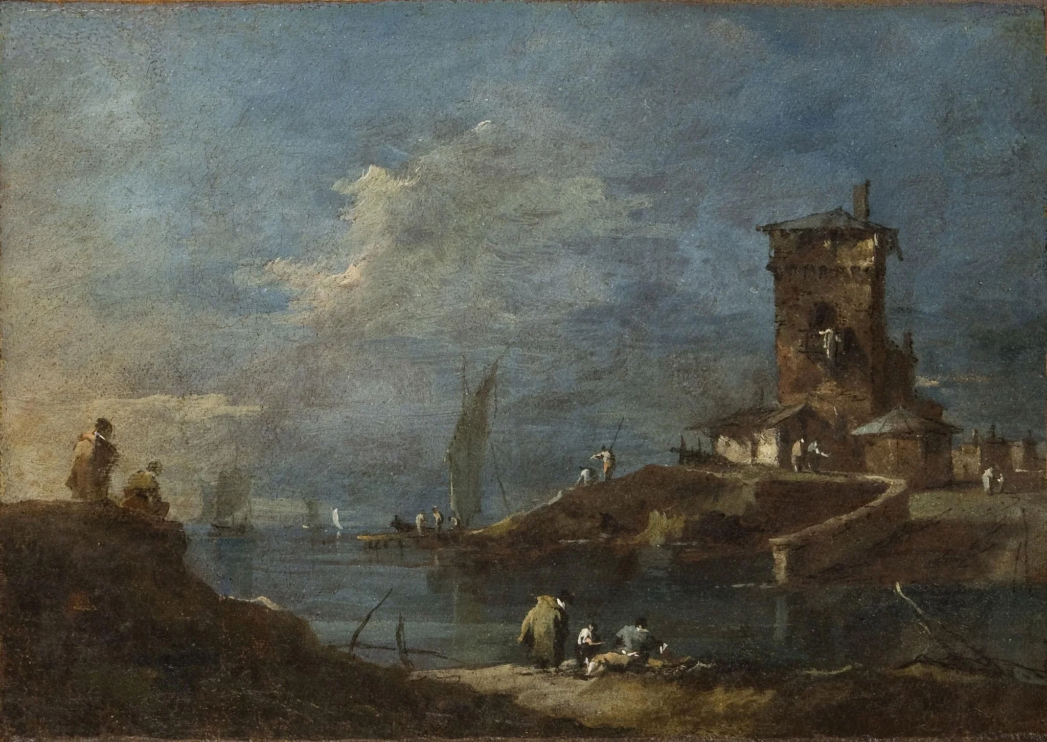 Seaport with a Castle, detail
