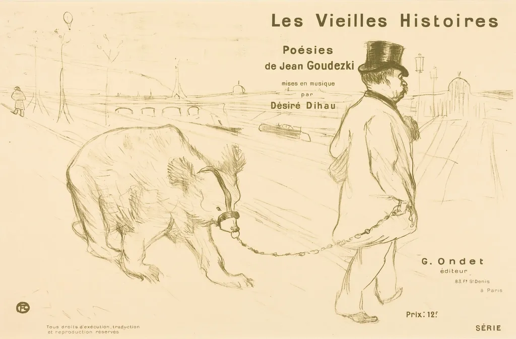 Les Vieilles Histoires (cover/frontispiece), by Henri de Toulouse-Lautrec, ink, 1893