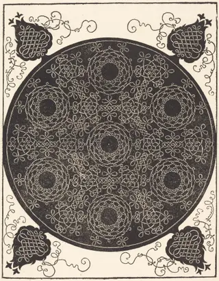 The Fourth Knot (combining seven circular groups of knots with black centers), by Albrecht Dürer, ink, 1506