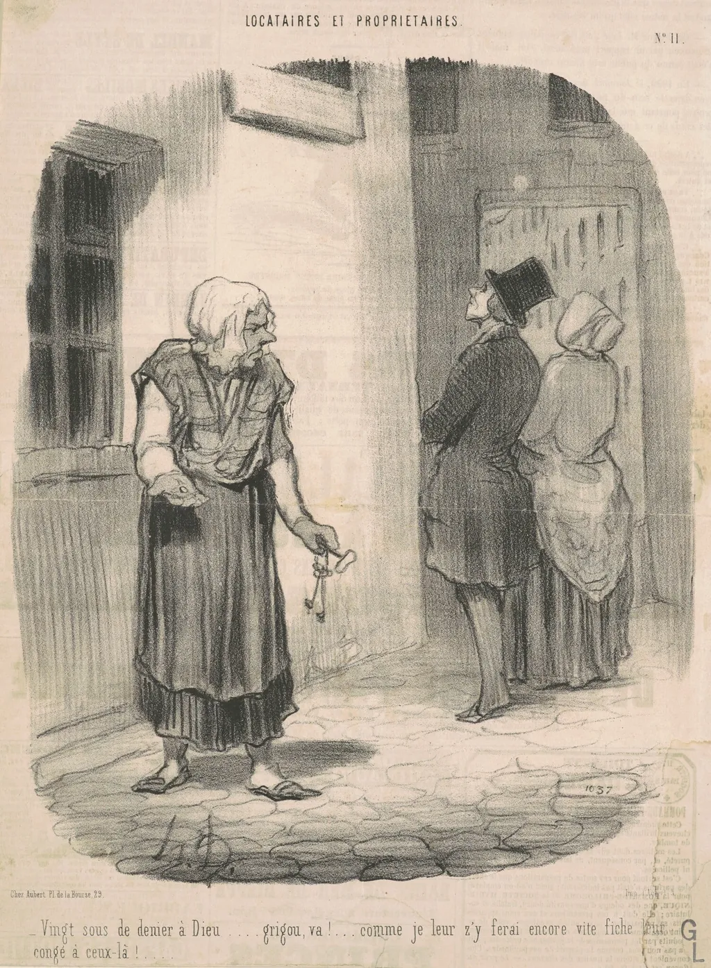 Vingt sous de denier a Dieu..., by Honoré Daumier, ink, 1847