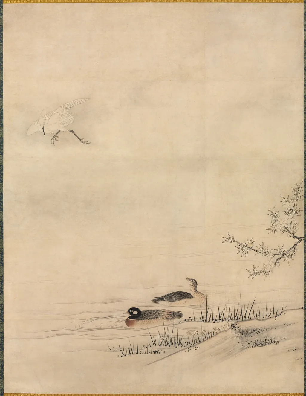 Flowers and Birds in a Spring Landscape, by Kano Motonobu, unspecified, 1529
