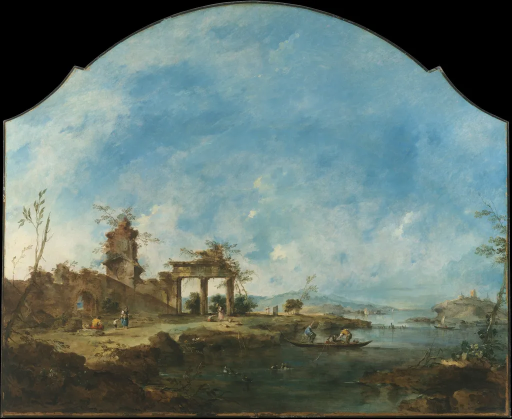 Fantastic Landscape, by Francesco Guardi, oil, 1765