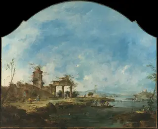 Fantastic Landscape, by Francesco Guardi, oil, 1765
