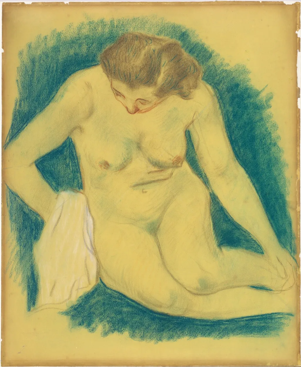 Seated Nude Seen from Above, by Paul Gauguin, pastel, 1888
