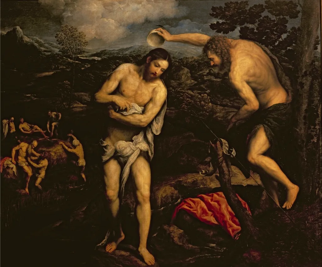 The Baptism of Christ, by Paris Bordone, oil, 1550