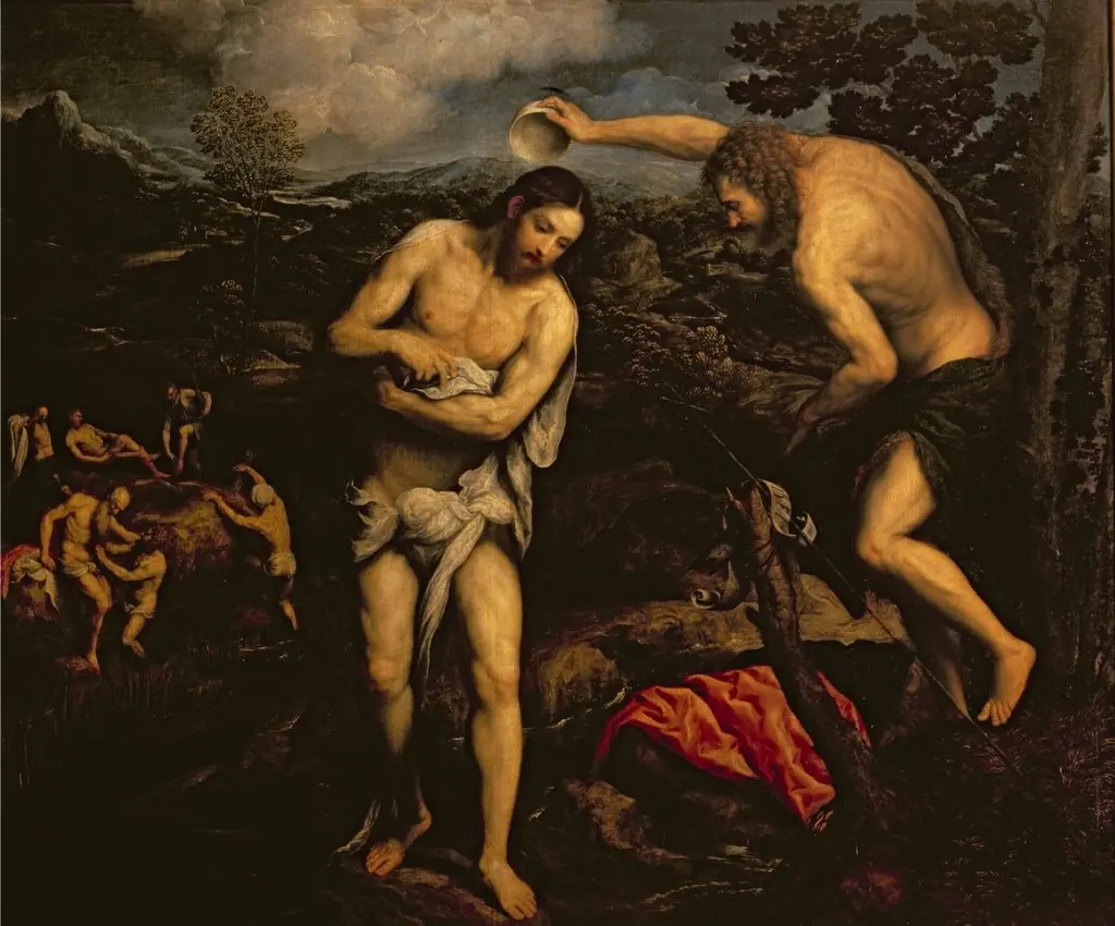 The Baptism of Christ, by Paris Bordone, oil, 1550