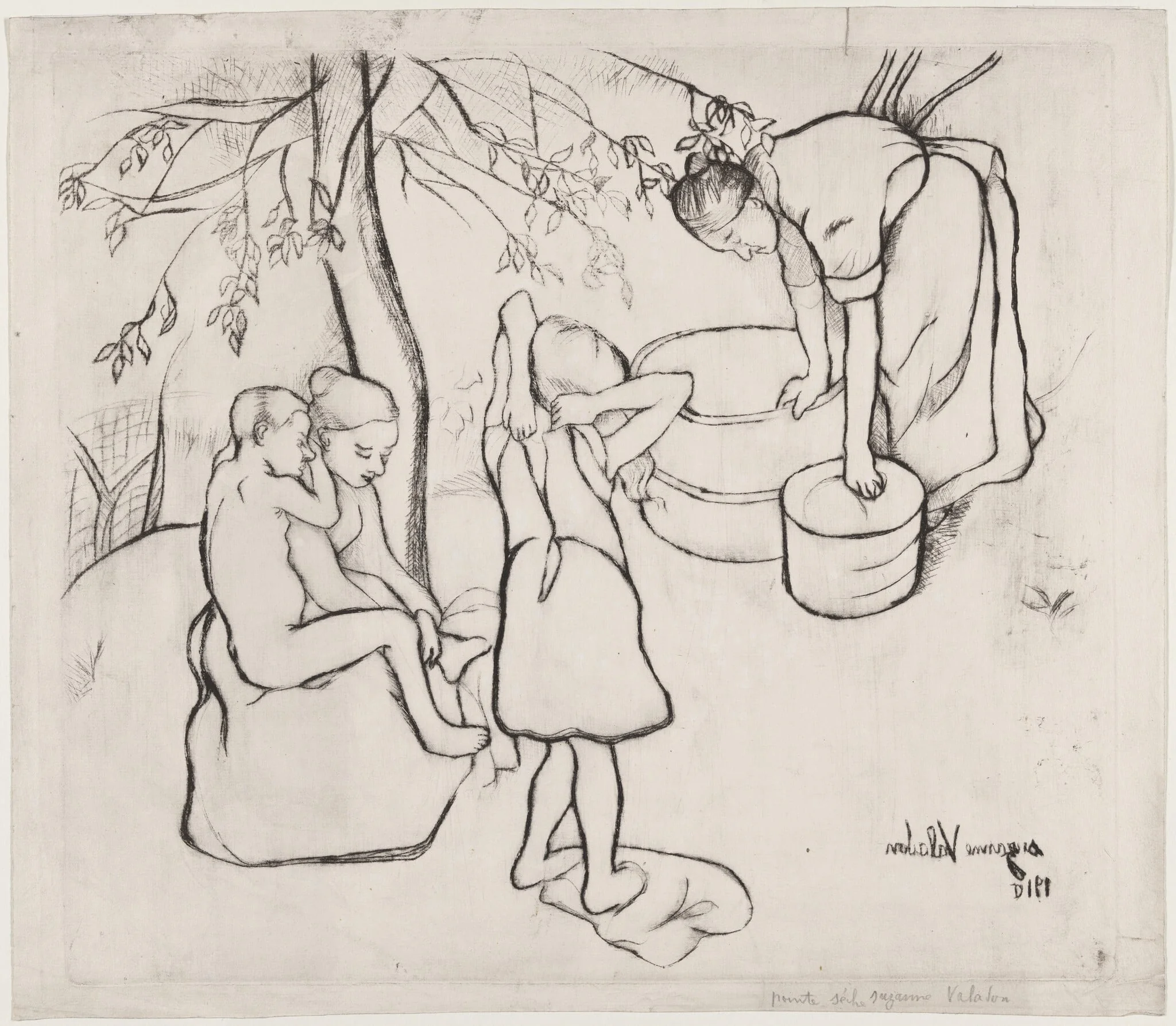Toilette des enfants dans le Jardin, detail