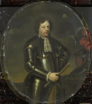 Portrait of Major-General Hans Willem, Baron van Aylva, called The Formidable General, by Hendrik de Valk, unspecified, 1705