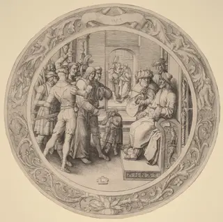 Christ before Annas, by Lucas van Leyden, ink, 1509