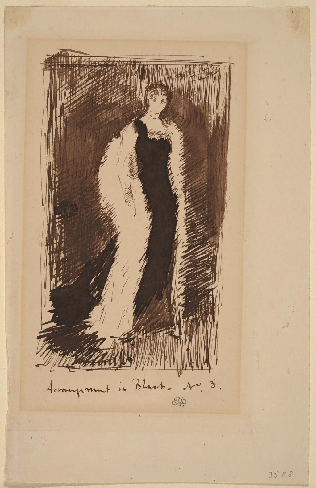 Arrangement in Black - No.3, by James McNeill Whistler, ink, 1881