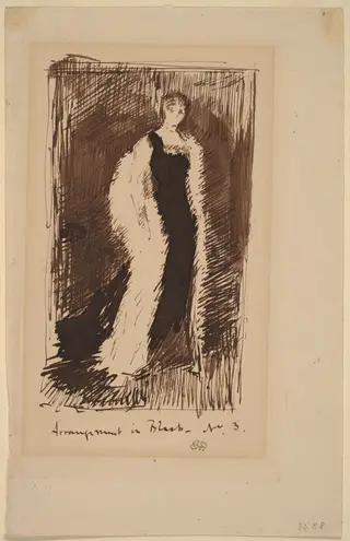Arrangement in Black - No.3, by James McNeill Whistler, ink, 1881