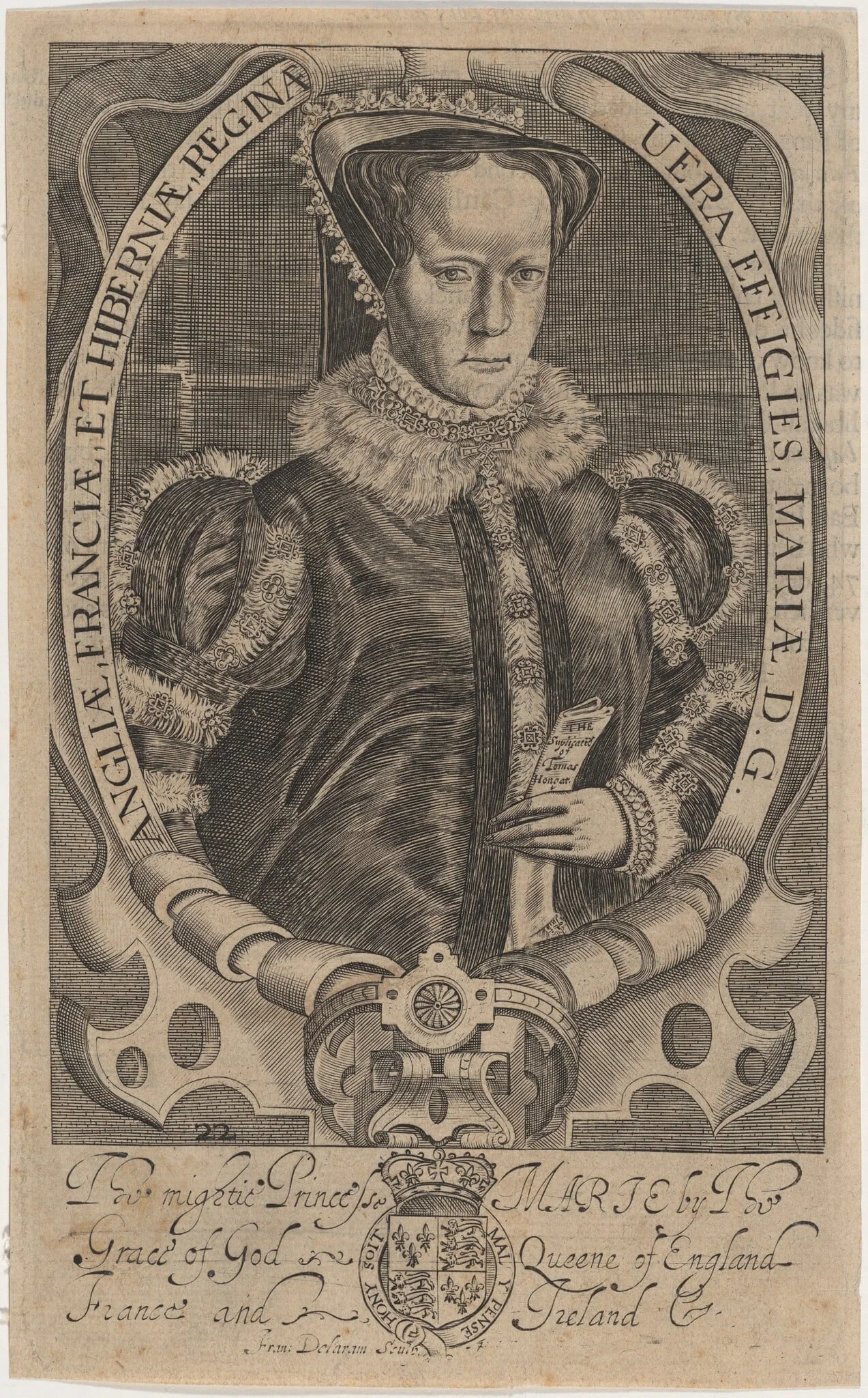 Mariae, D.G. Angliae, Franciae et Hiberniam Reginae (Mary I), detail