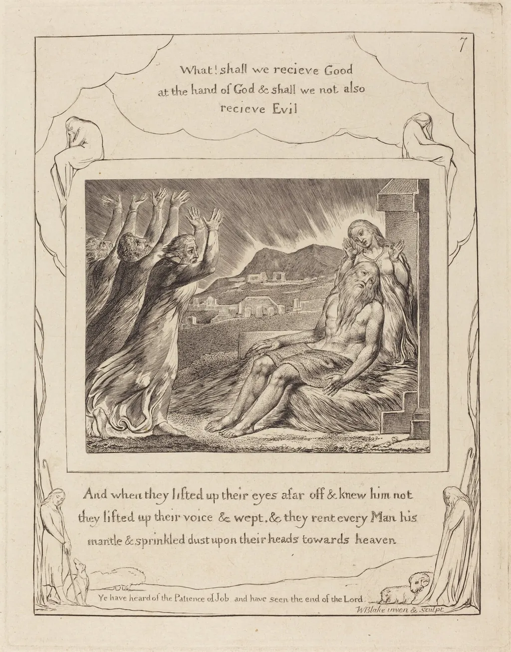 Job's Comforters, by William Blake, ink, 1825