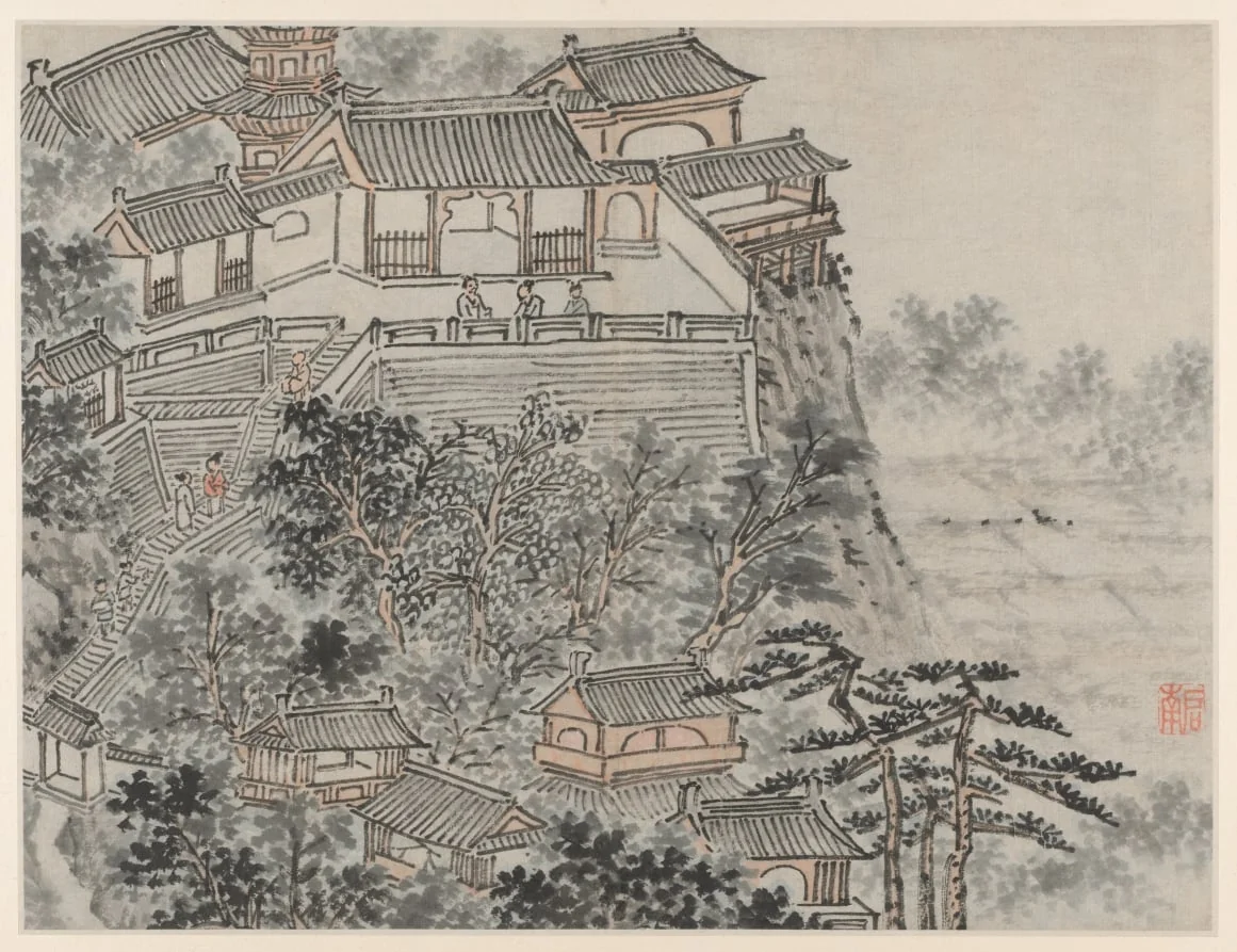 The Five Sages Terrace, from Twelve Views of Tiger Hill, Suzhou, detail