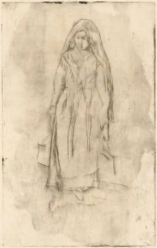Venetian Water-Carrier, by James McNeill Whistler, ink, 1880