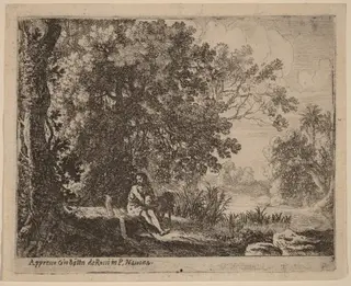 John the Baptist in the Wilderness, by Herman van Swanevelt, ink, 1628