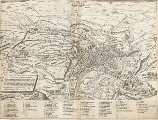 Topographical Map of Modern Rome, by Sebastiano di Re, ink, 1561