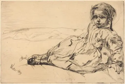 Bibi Valentin, by James McNeill Whistler, ink, 1859