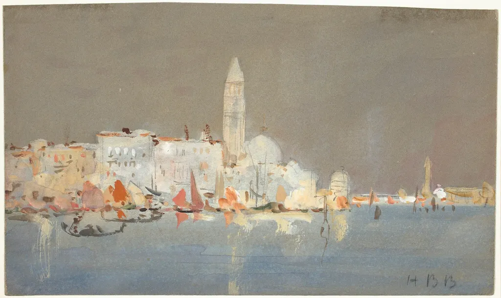 Venetian Capriccio with a Campanile, by Hercules Brabazon Brabazon, gouache, 1864