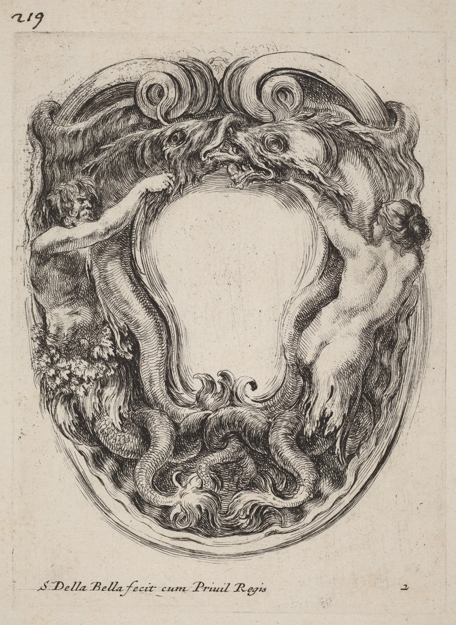 Cartouche Supported by Triton and Siren, detail