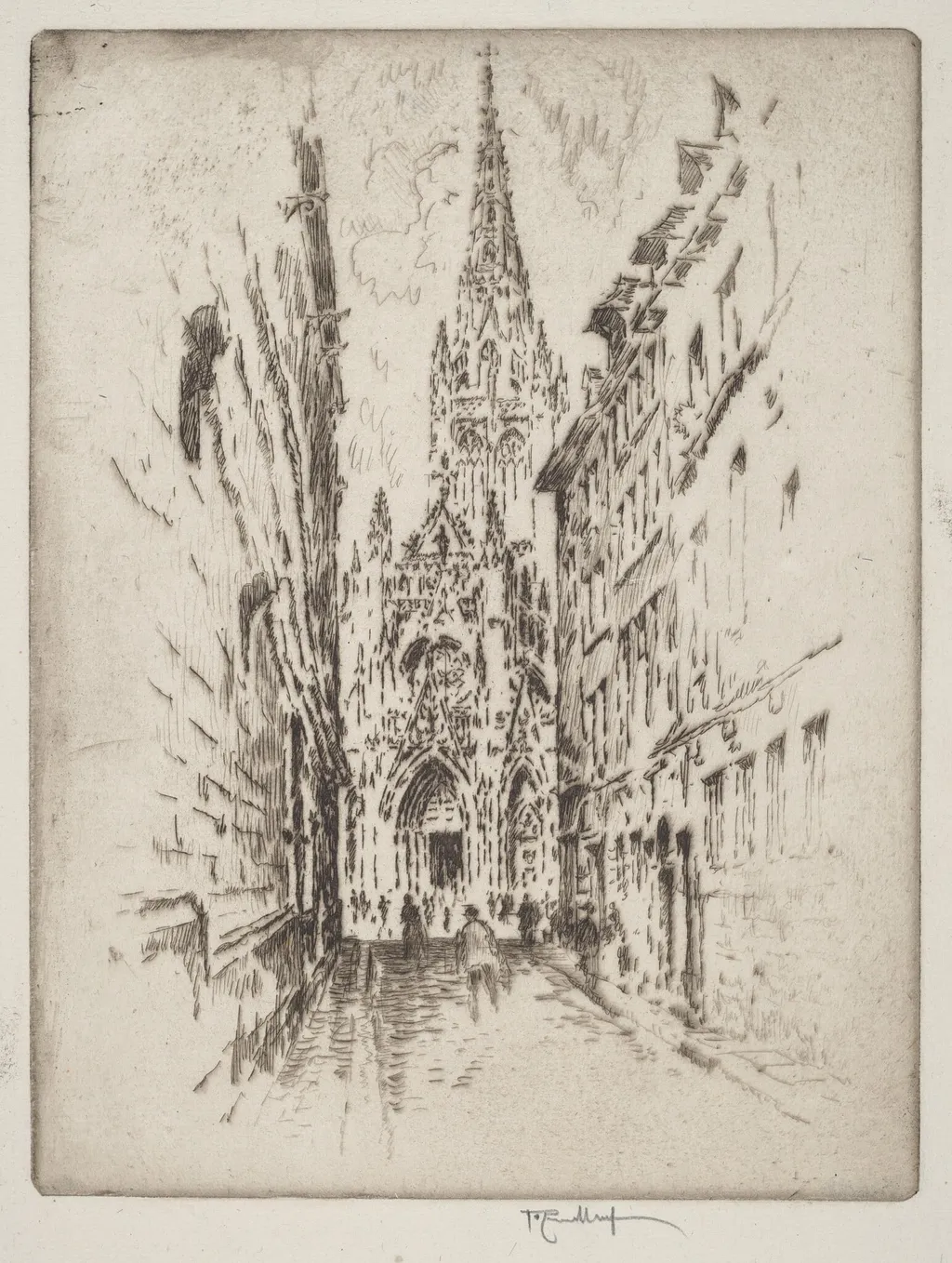 San Maclou, Rouen, by Joseph Pennell, ink, 1907