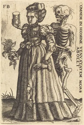 Woman and Death, by Franz Brun, ink, 1580