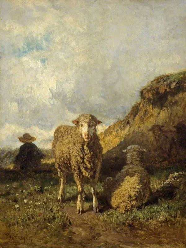 Sheep and Shepherd, detail