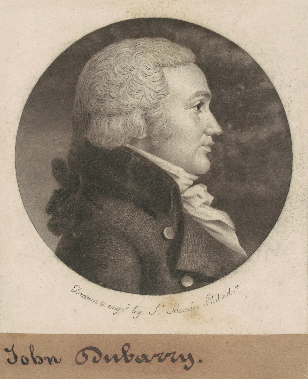 John Dubarry, by Charles B. J. Févret de Saint-Mémin, ink, 1802