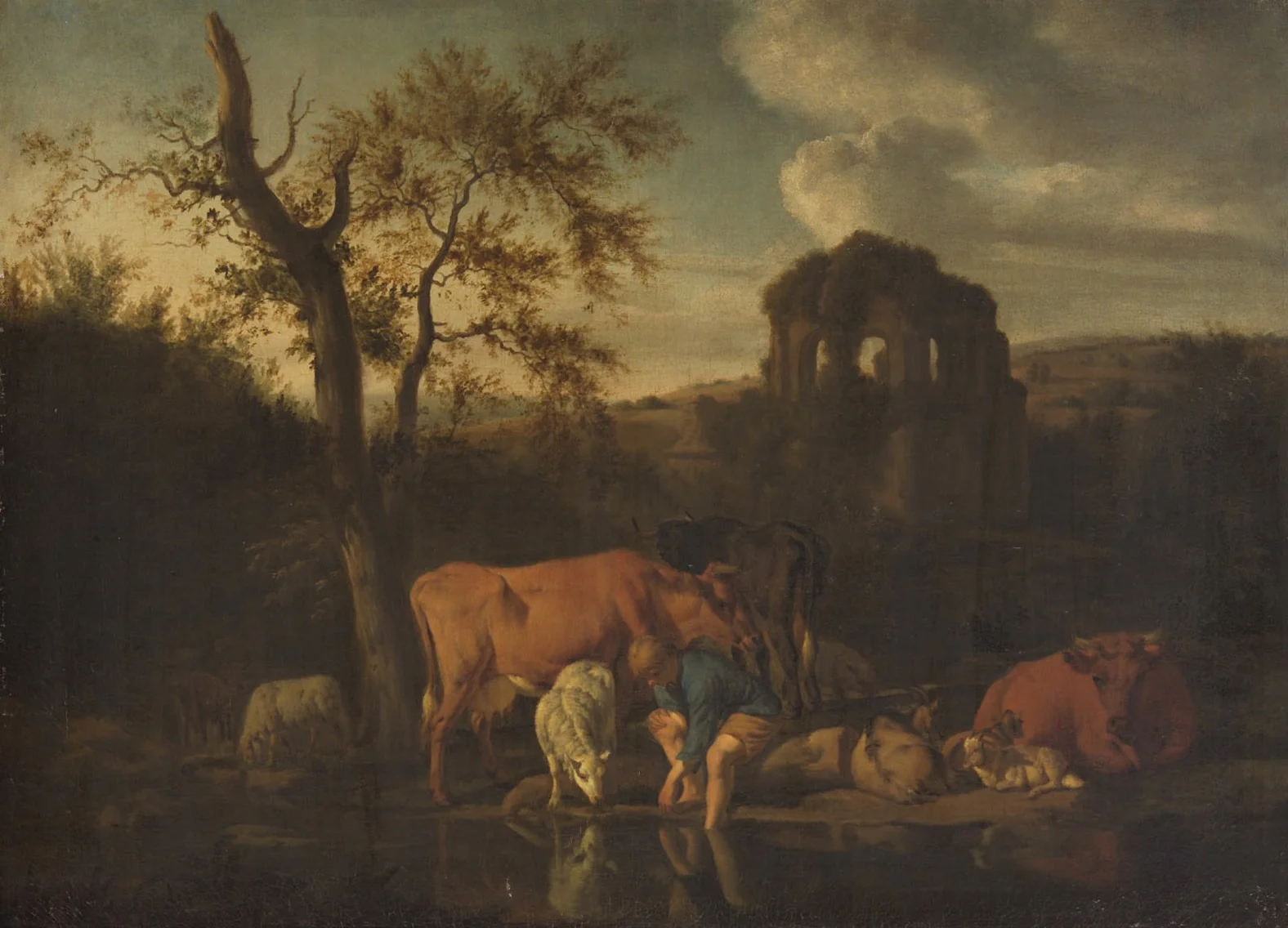 Landschaft mit Herde und Hirten, detail