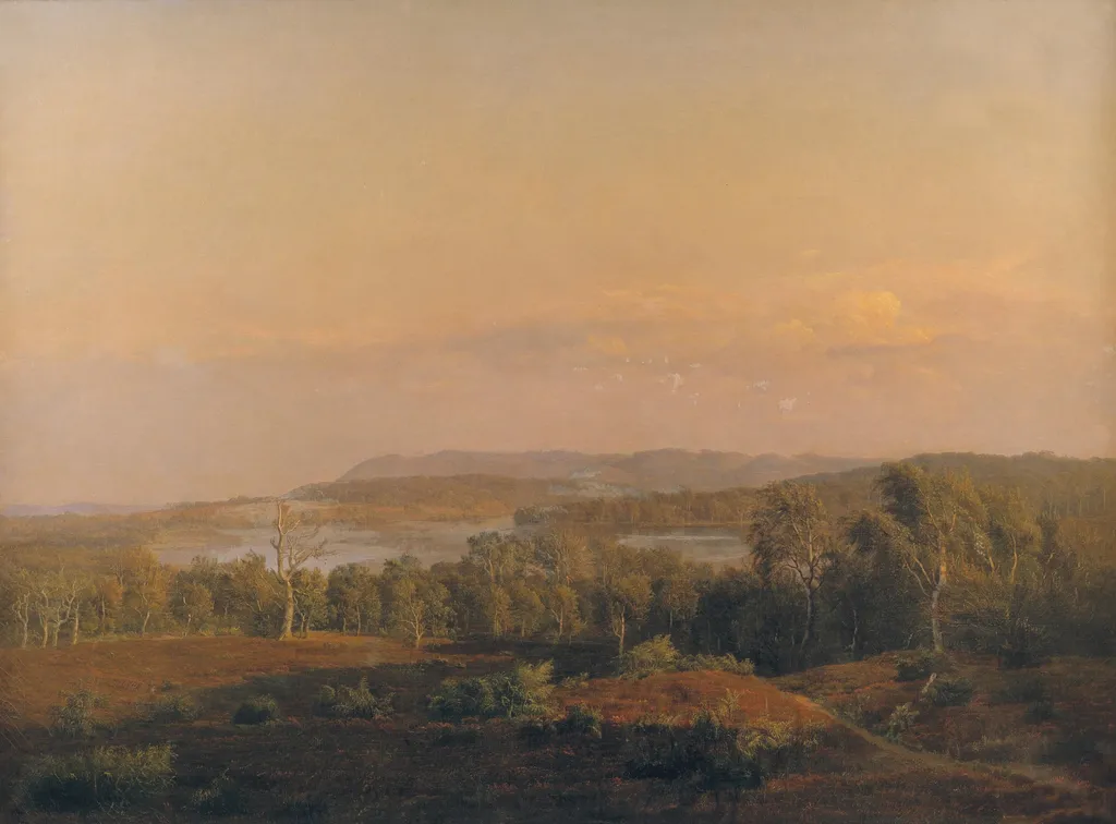 A View towards Himmelbjerget, Jutland. Evening, by Dankvart Dreyer, oil, 1838