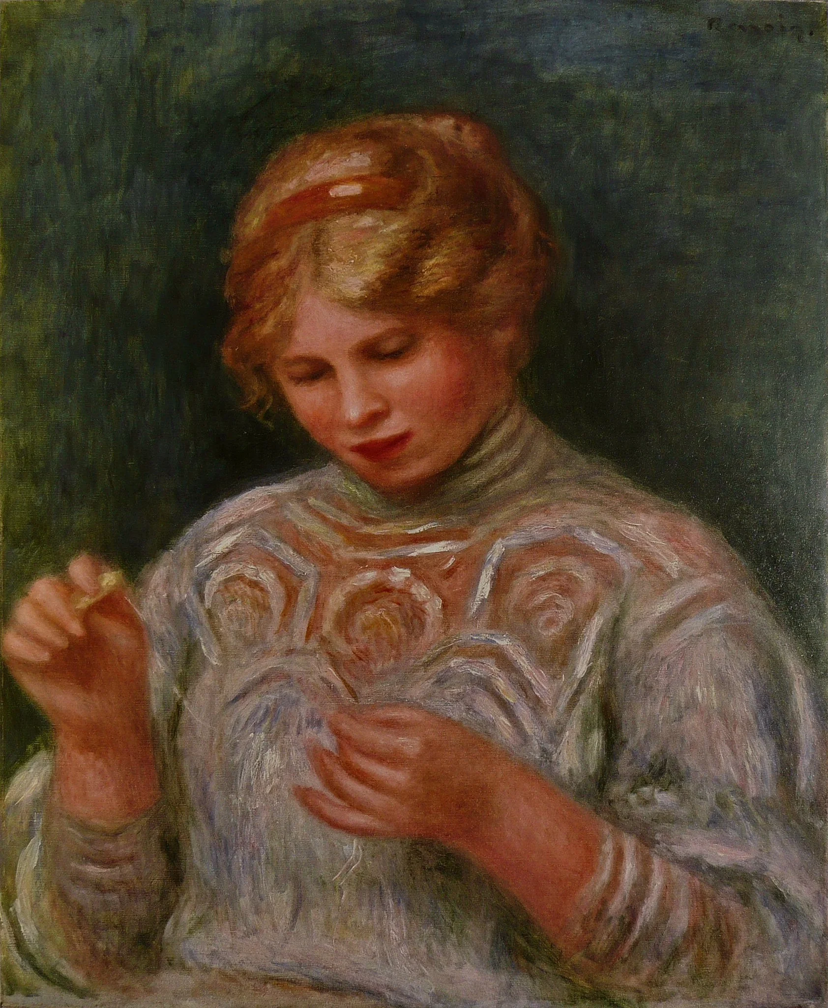 Girl Tatting, detail
