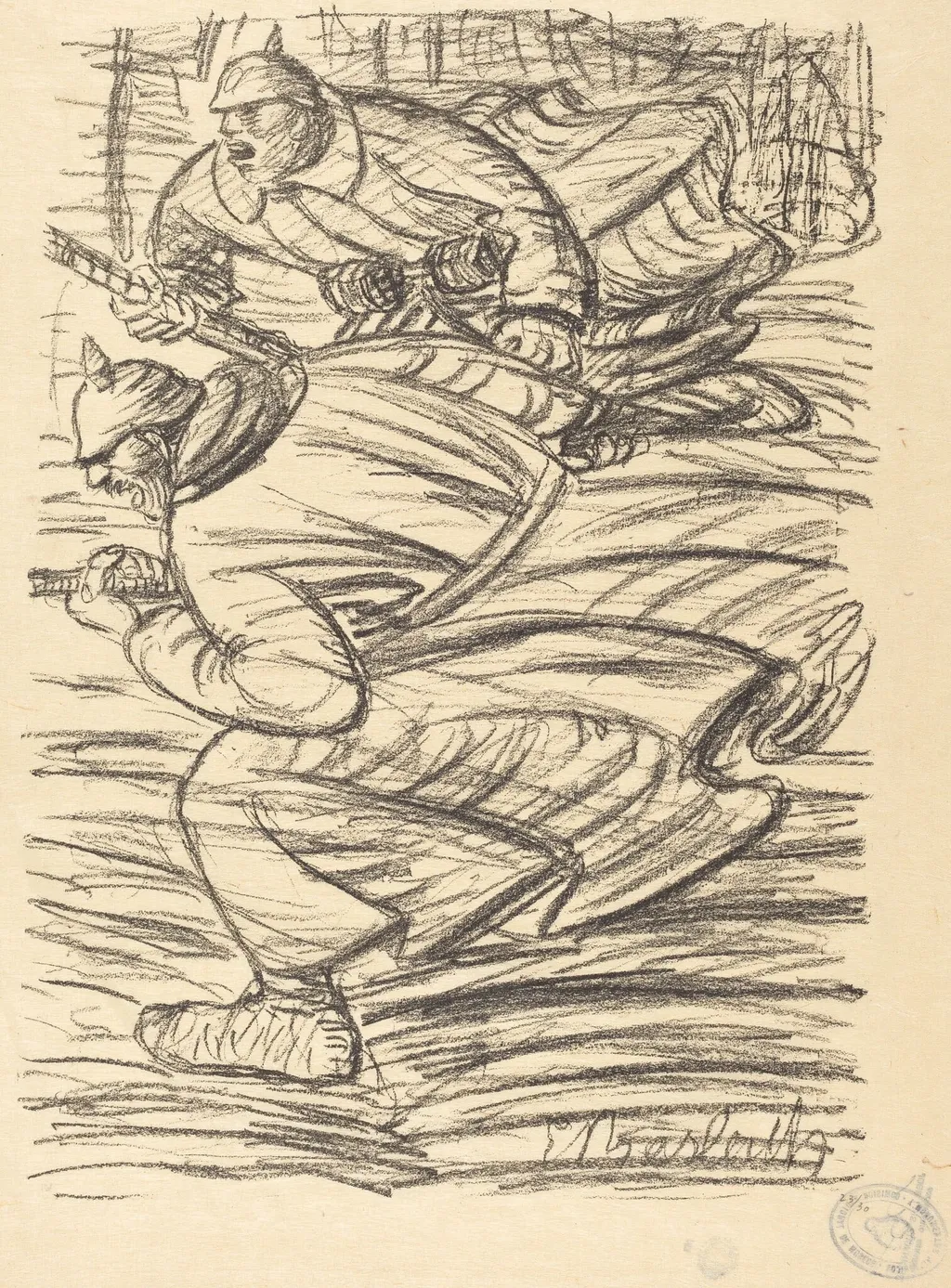 The Assault, by Ernst Barlach, ink, 1915