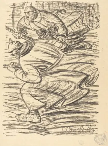 The Assault, by Ernst Barlach, ink, 1915
