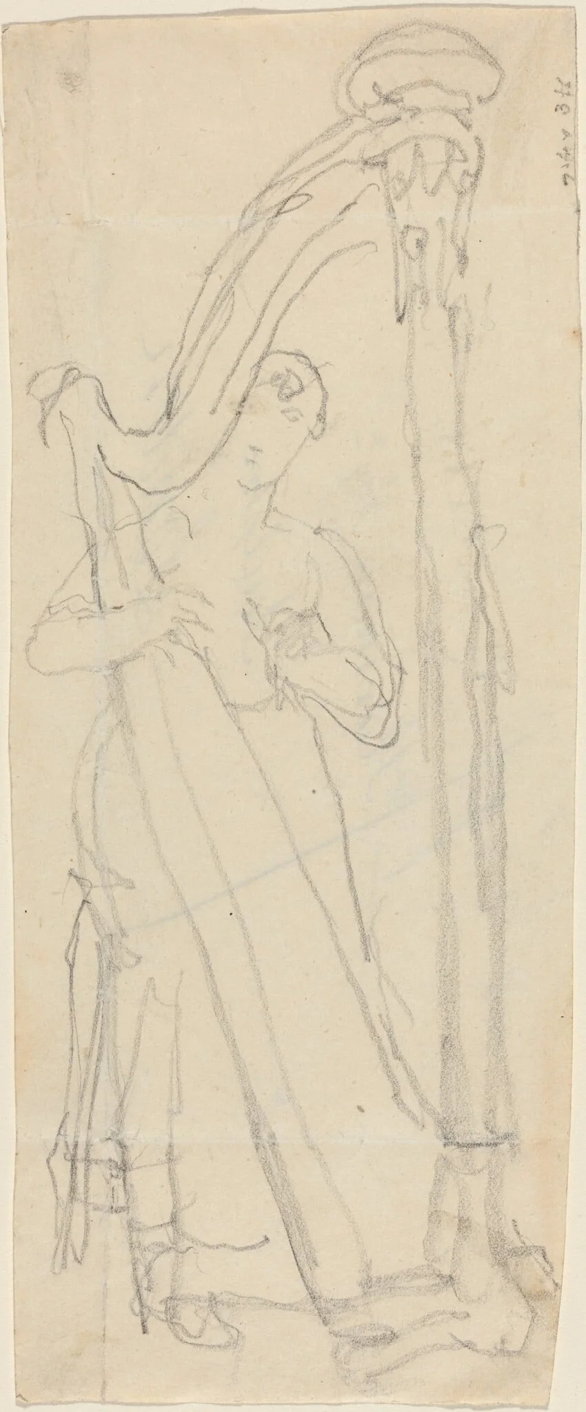 Woman Playing a Harp (Lavinia Banks?), detail