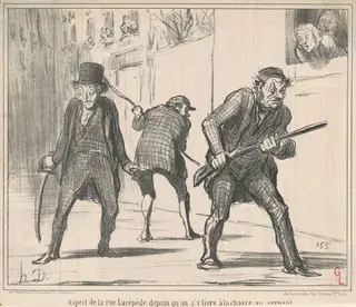 Aspect de la rue Lacépède ..., by Honoré Daumier, ink, 1858