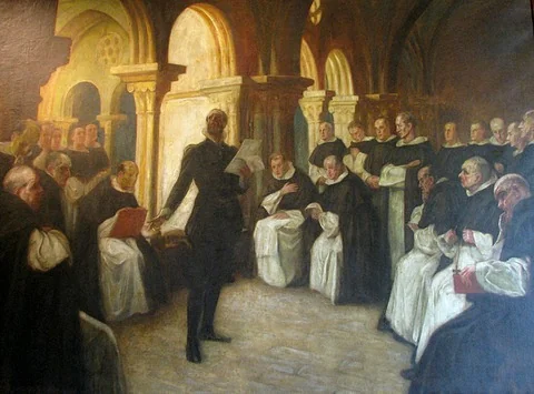 Camões reading «Os Lusíadas» to the Friars of São Domingos, detail