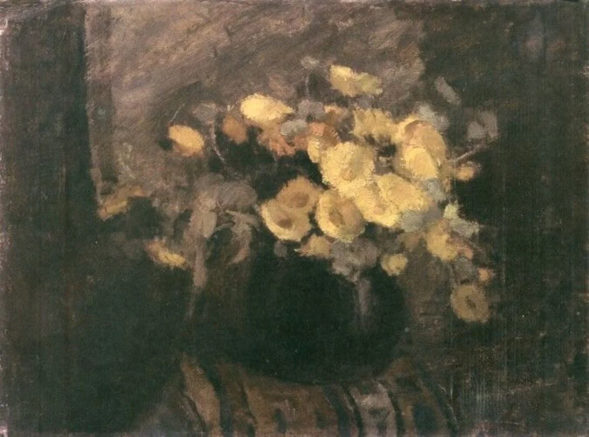 Vas cu flori galbene, detail