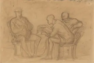 The Reading, by Honoré Daumier, charcoal, 1844