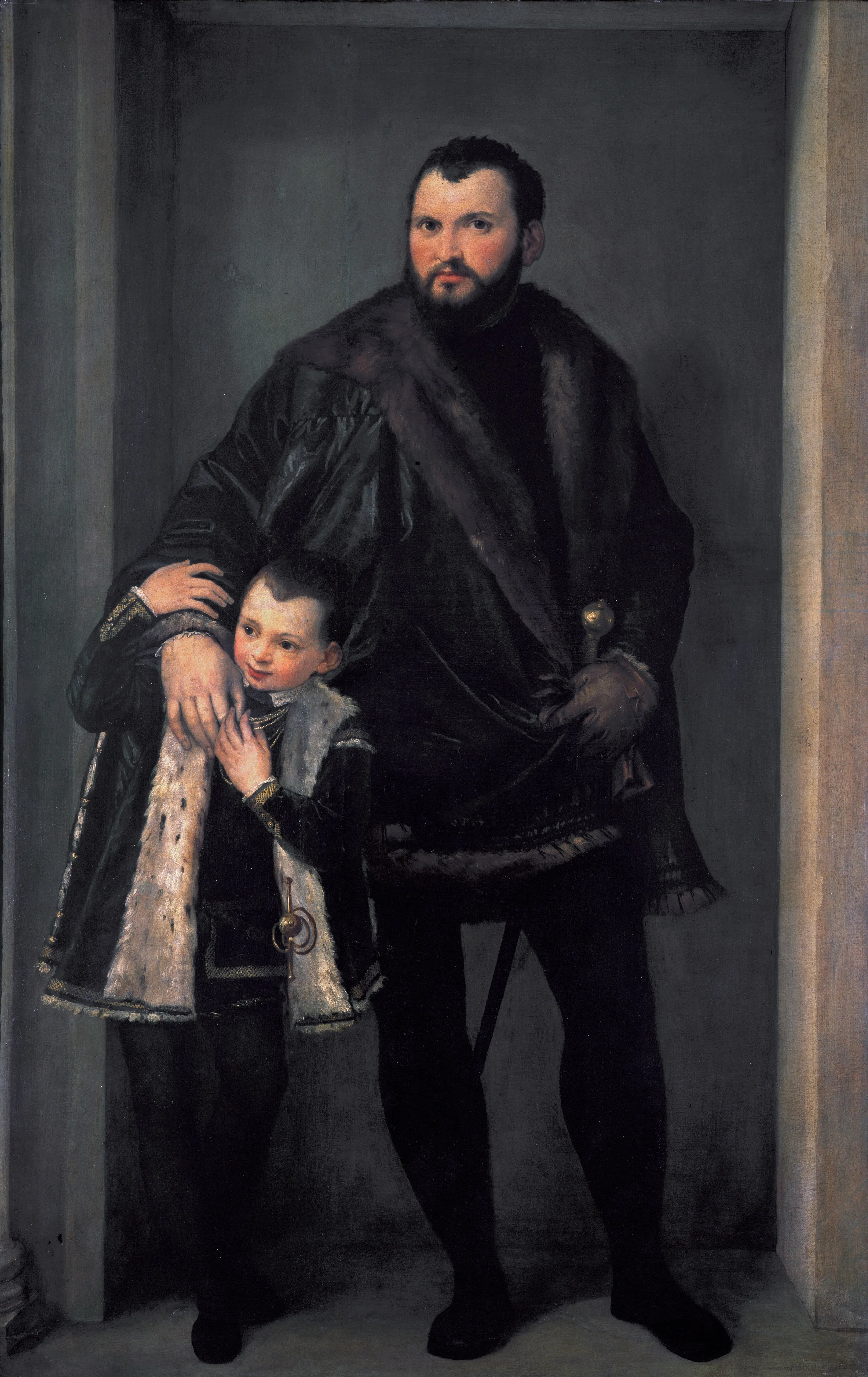 Portrait of Iseppo da Porto and his son Adriano, detail